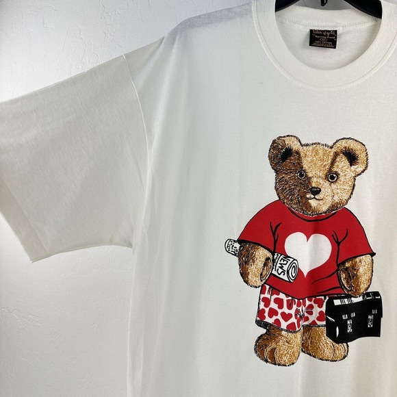 Vtg T-shirt XL Teddy Bear Heart Boxers Single Stitch Touch Of Gold Spring Ford - Picture 2 of 9